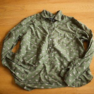 J.Crew Popover Silk Cotton Terrier Shirt Green 14